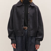 Cordera Merino Wool Collar Cardigan, Anthracite