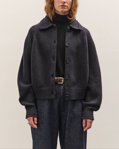 Cordera Merino Wool Collar Cardigan, Anthracite