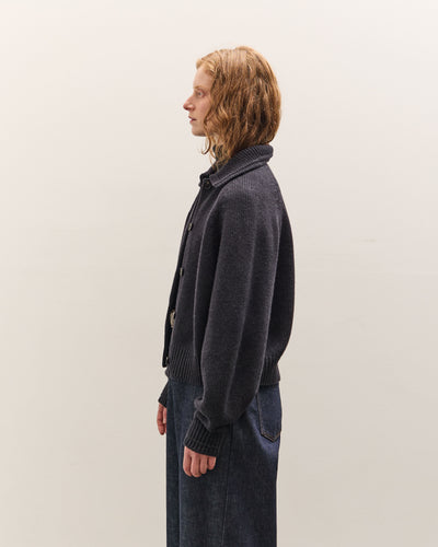 Cordera Merino Wool Collar Cardigan, Anthracite