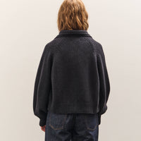 Cordera Merino Wool Collar Cardigan, Anthracite