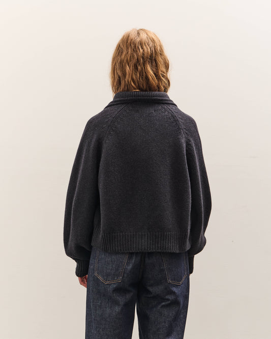 Cordera Merino Wool Collar Cardigan, Anthracite