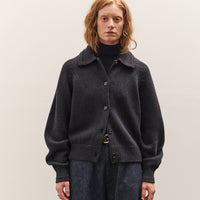 Cordera Merino Wool Collar Cardigan, Anthracite