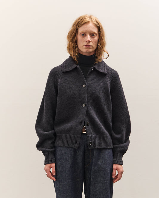 Cordera Merino Wool Collar Cardigan, Anthracite