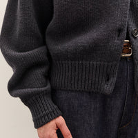 Cordera Merino Wool Collar Cardigan, Anthracite