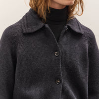 Cordera Merino Wool Collar Cardigan, Anthracite