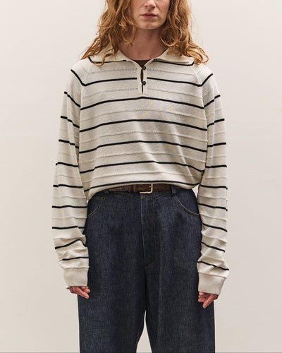 Cordera Merino Wool Striped Polo, White