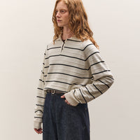 Cordera Merino Wool Striped Polo, White