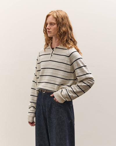 Cordera Merino Wool Striped Polo, White