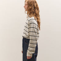 Cordera Merino Wool Striped Polo, White