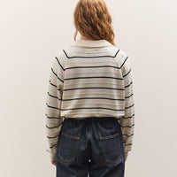 Cordera Merino Wool Striped Polo, White