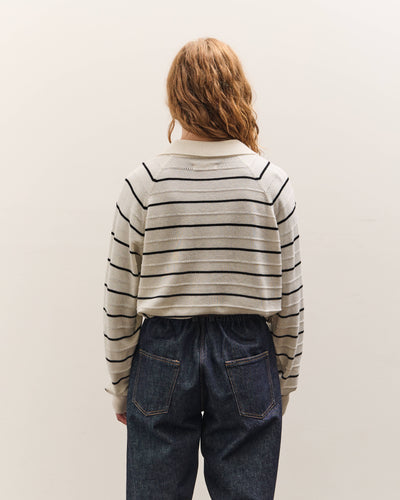 Cordera Merino Wool Striped Polo, White