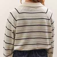 Cordera Merino Wool Striped Polo, White