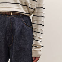 Cordera Merino Wool Striped Polo, White