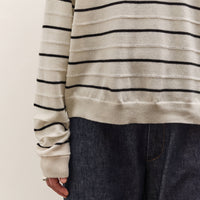 Cordera Merino Wool Striped Polo, White