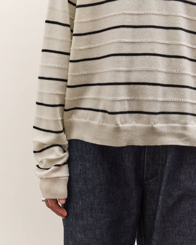 Cordera Merino Wool Striped Polo, White