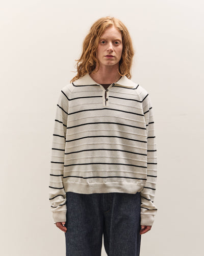Cordera Merino Wool Striped Polo, White