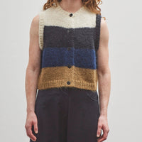 Cordera Mohair Striped Waistcoat, Brown Multi