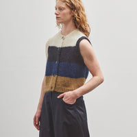 Cordera Mohair Striped Waistcoat, Brown Multi