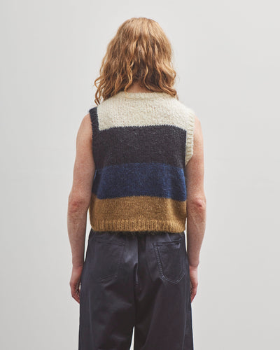 Cordera Mohair Striped Waistcoat, Brown Multi