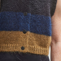 Cordera Mohair Striped Waistcoat, Brown Multi