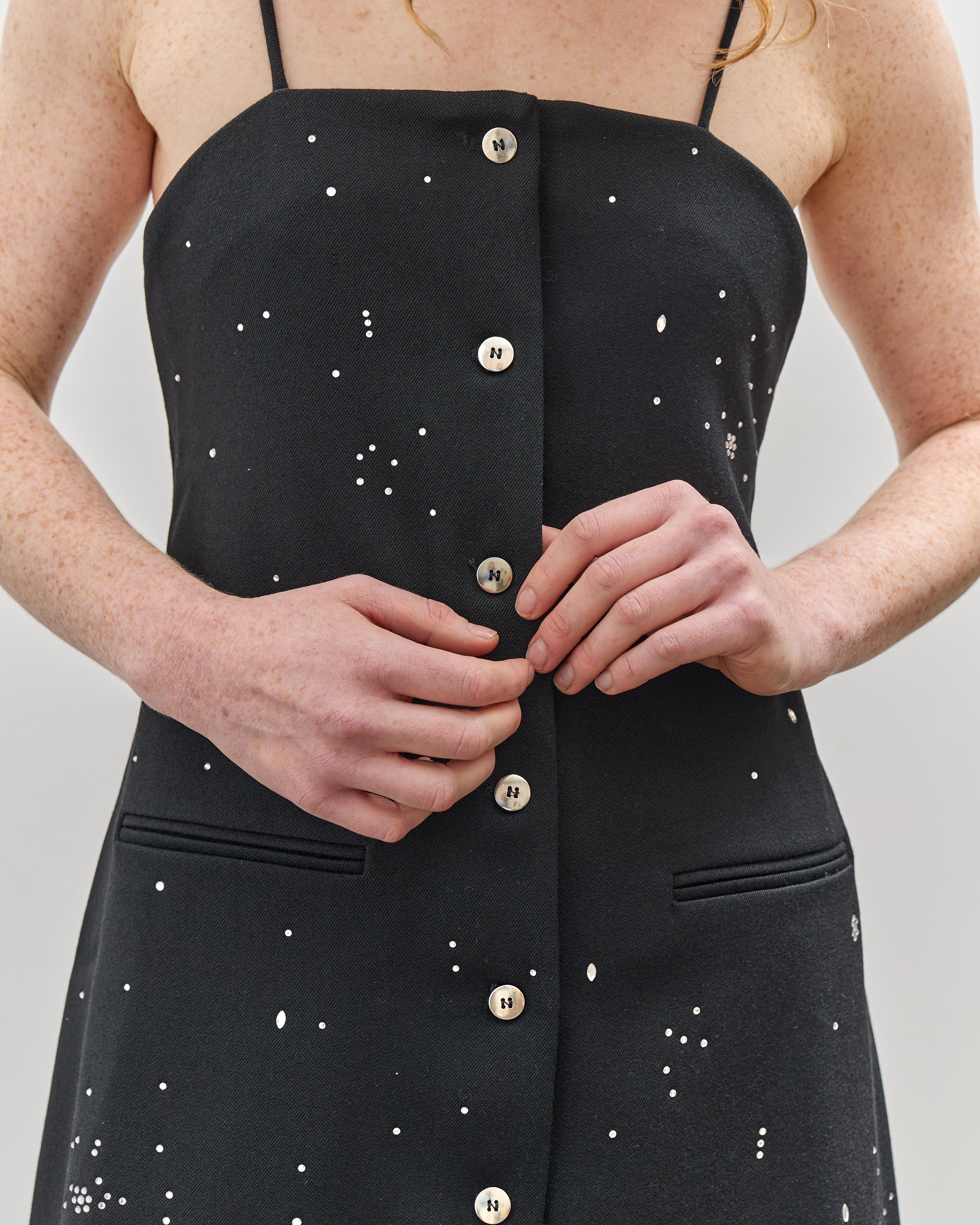 Cordera New Embellished Mini Dress, Black – Glasswing