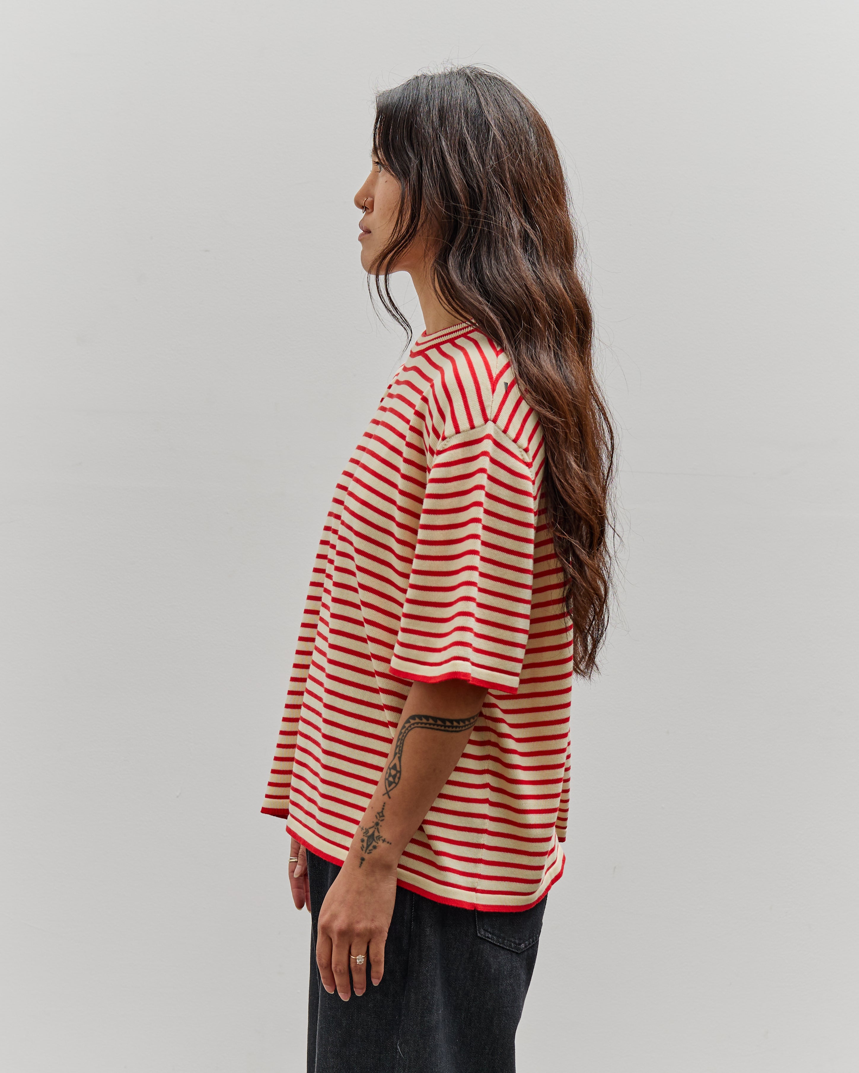 Cordera Organic Cotton Oversized Striped Shirt, Red Stripe