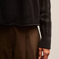 Cordera Ribbed Cotton Sweater, Black