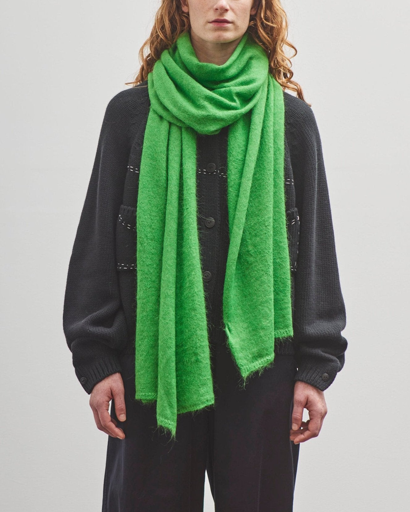 Cordera Alpaca & Suri Scarf, Bright Green – Glasswing