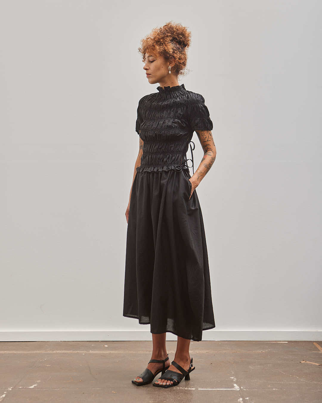 Cordera Sculpted Dress, Black, Side View