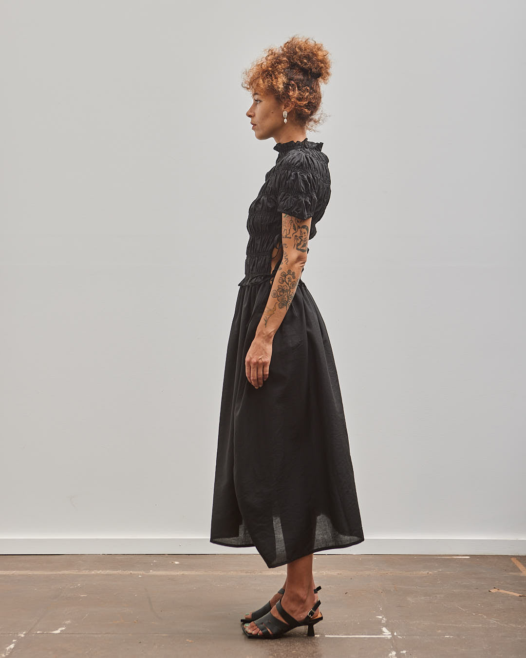 Cordera Sculpted Dress, Black, Profile
