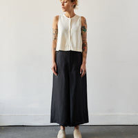 Cordera Skirt Linen Pants, Black