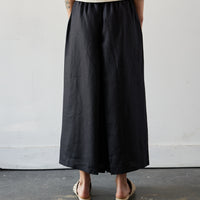 Cordera Skirt Linen Pants, Black