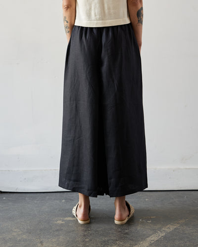 Cordera Skirt Linen Pants, Black