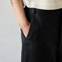 Cordera Skirt Linen Pants, Black