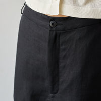 Cordera Skirt Linen Pants, Black
