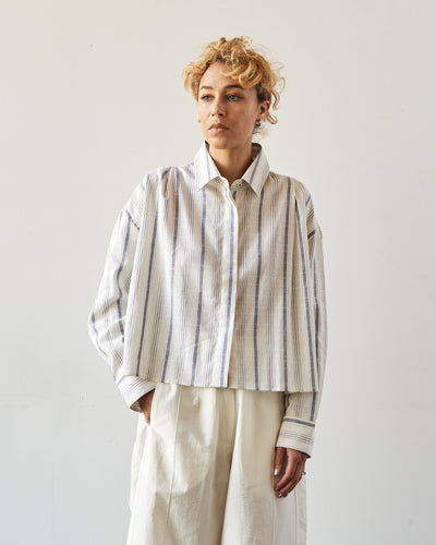 Cordera Striped Checkered Shirt, Indigo