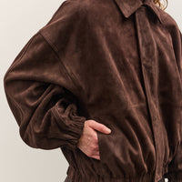 Cordera Suede Bomber Jacket Brown, Brown