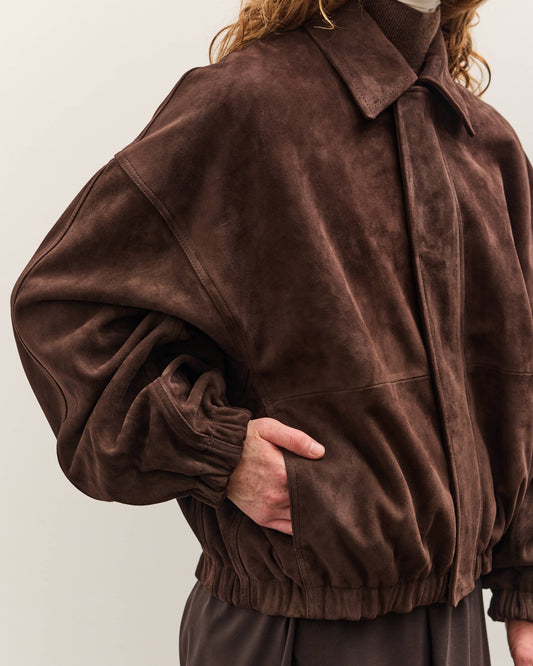 Cordera Suede Bomber Jacket Brown, Brown