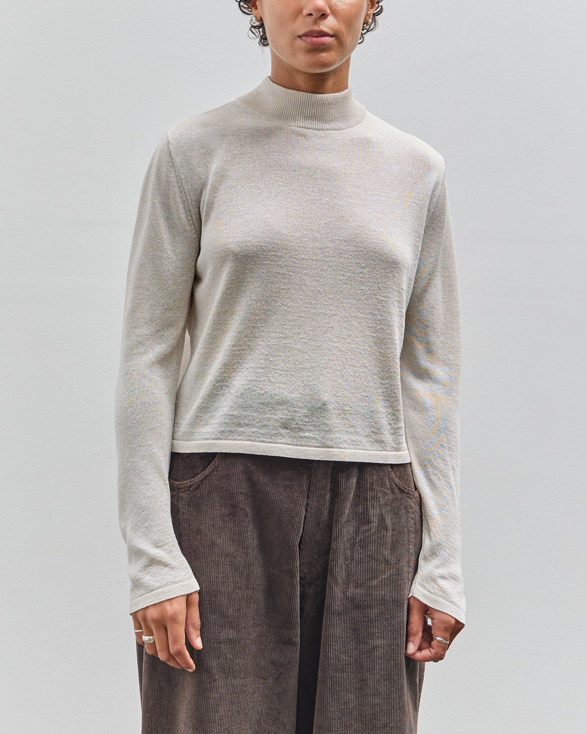 Cordera Viscose Shimmery Turtleneck Sweater, Off-White – Glasswing