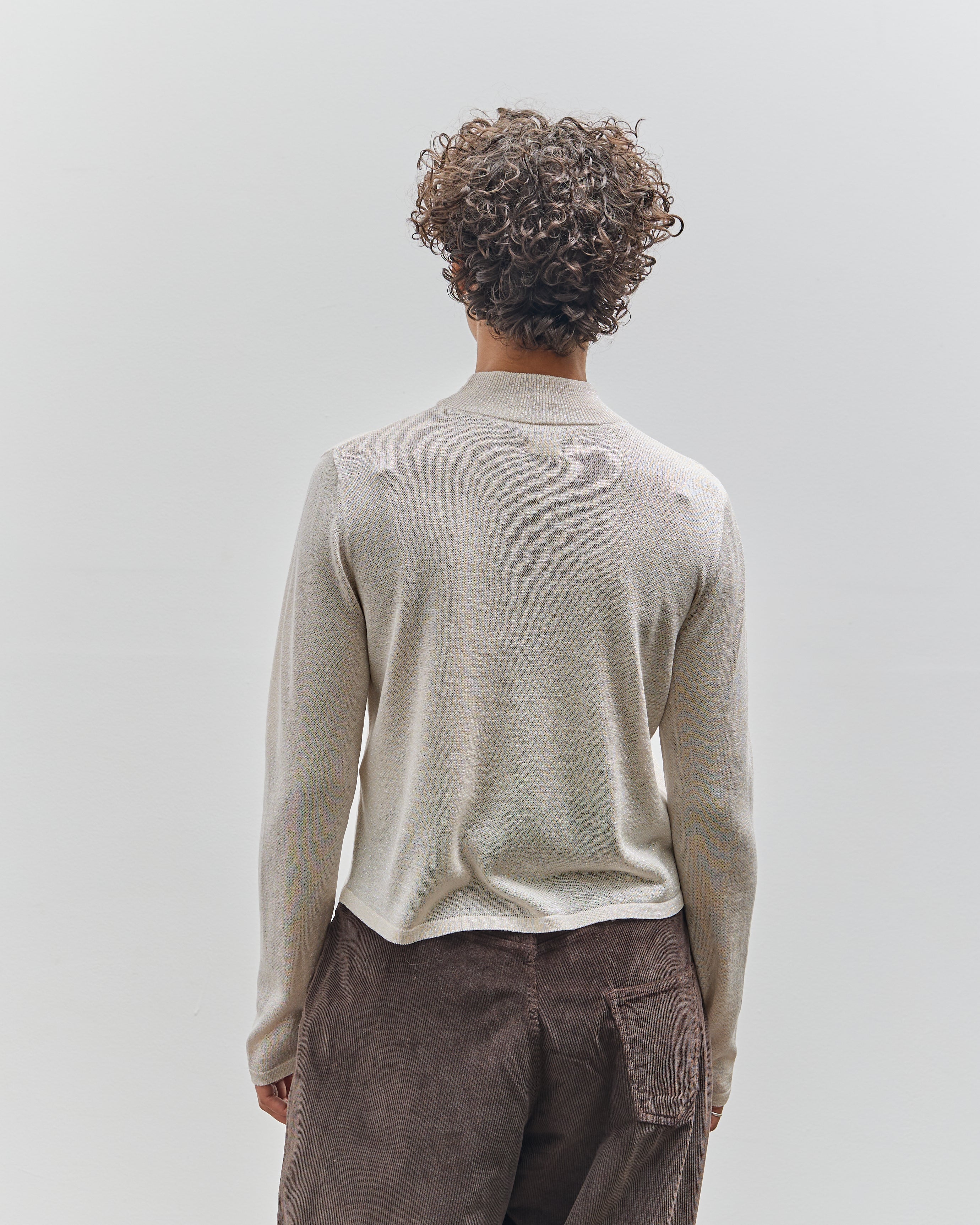 Cordera Viscose Shimmery Turtleneck Sweater, Off-White