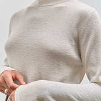 Cordera Viscose Shimmery Turtleneck Sweater, Off-White