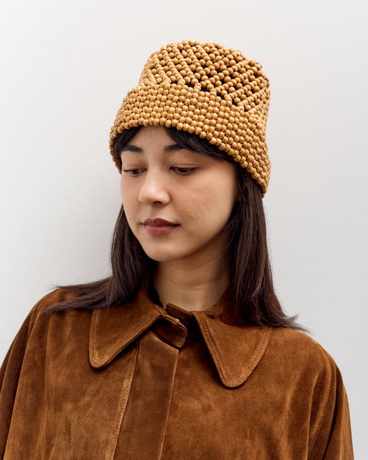Cordera Wooden Beads Bucket, Ochre