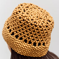 Cordera Wooden Beads Bucket, Ochre