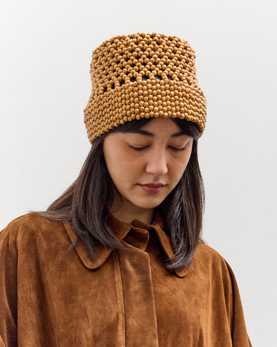 Cordera Wooden Beads Bucket, Ochre