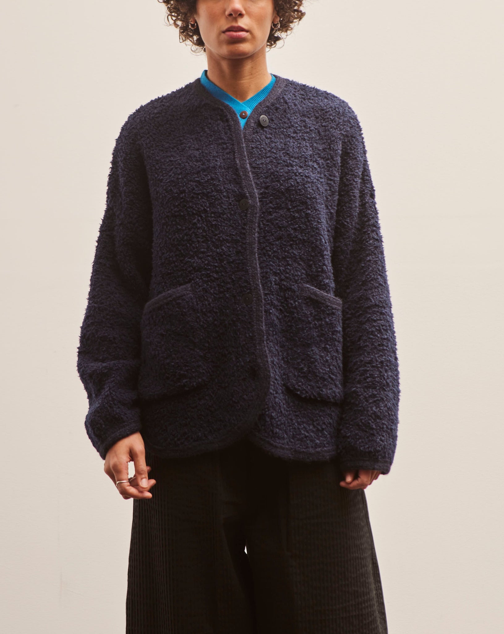 Cordera Wool Teddy Jacket, Navy | Glasswing