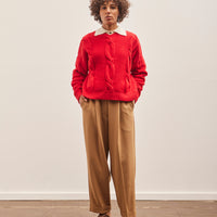 Cordera Wool & Cashmere Braided Sweater, Red