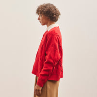 Cordera Wool & Cashmere Braided Sweater, Red