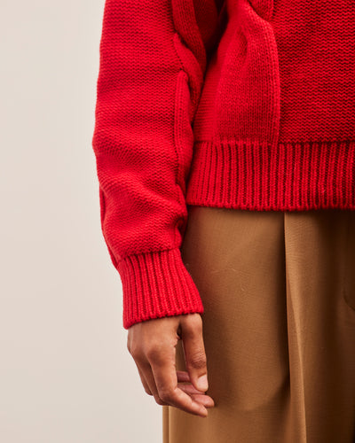 Cordera Wool & Cashmere Braided Sweater, Red