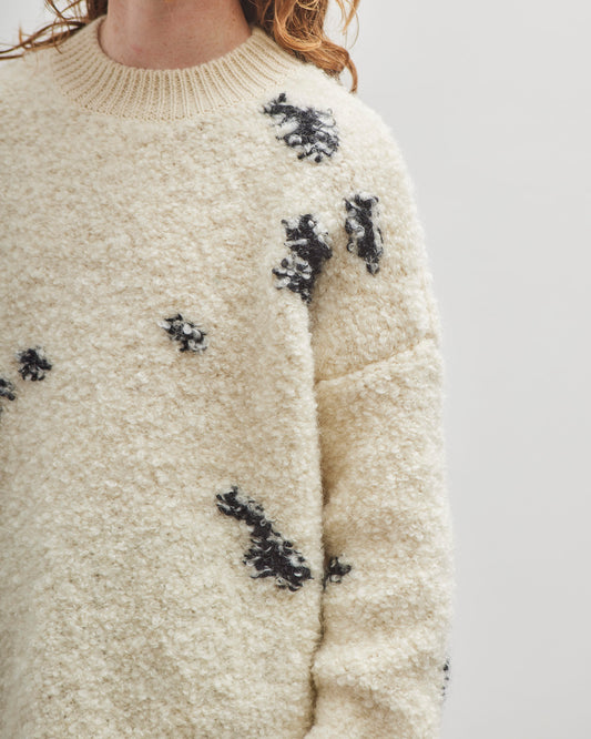 Cordera Wool & Mohair Blotch Sweater, Off-White