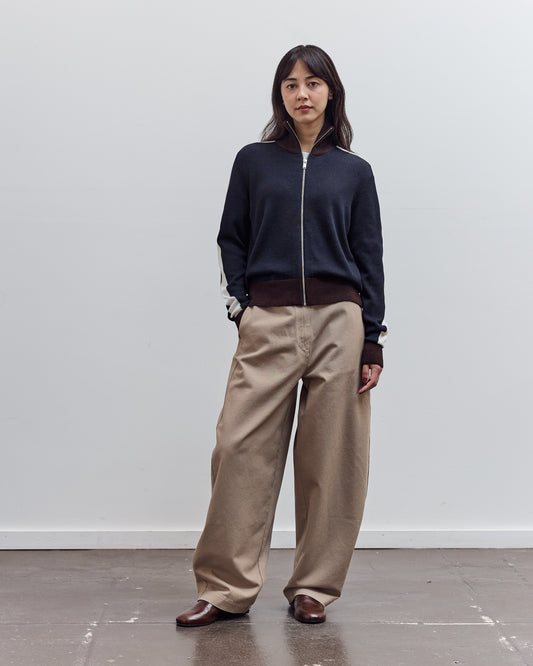Merino Wool Sporty Cardigan, Navy